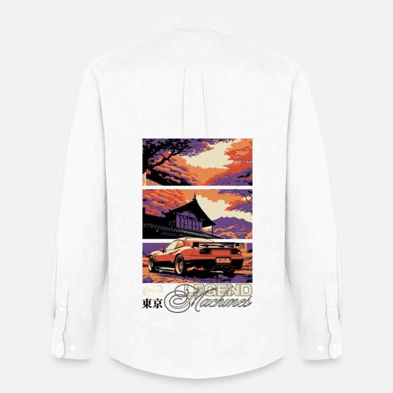 Legende des Triptychons Sunset Skyline - Männer Oxford Hemd von Stanley/Stella - Weiß