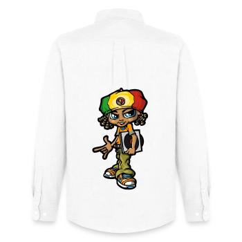 bboy reggae - Men's Oxford Shirt by Stanley/Stella - white - Back - AI Model Male 185 dark (185cm)