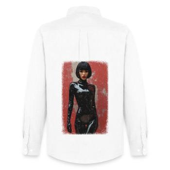 T-shirt Noir Femme distressed edition - Men's Oxford Shirt by Stanley/Stella - white - Back - AI Model Male 185 dark (185cm)