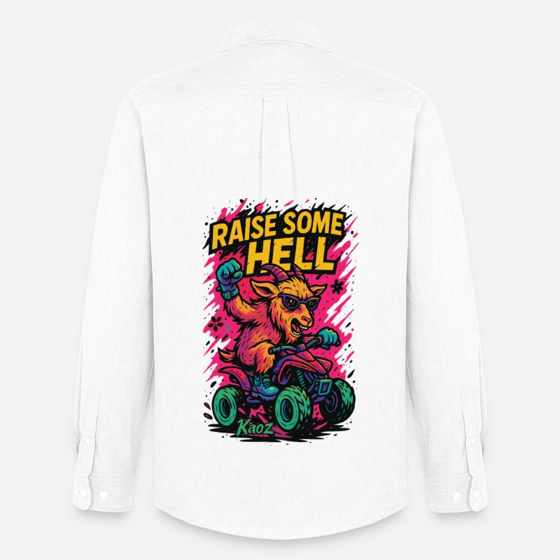 Raise Some Hell Ziege mit Quad - Männer Oxford Hemd von Stanley/Stella - Weiß