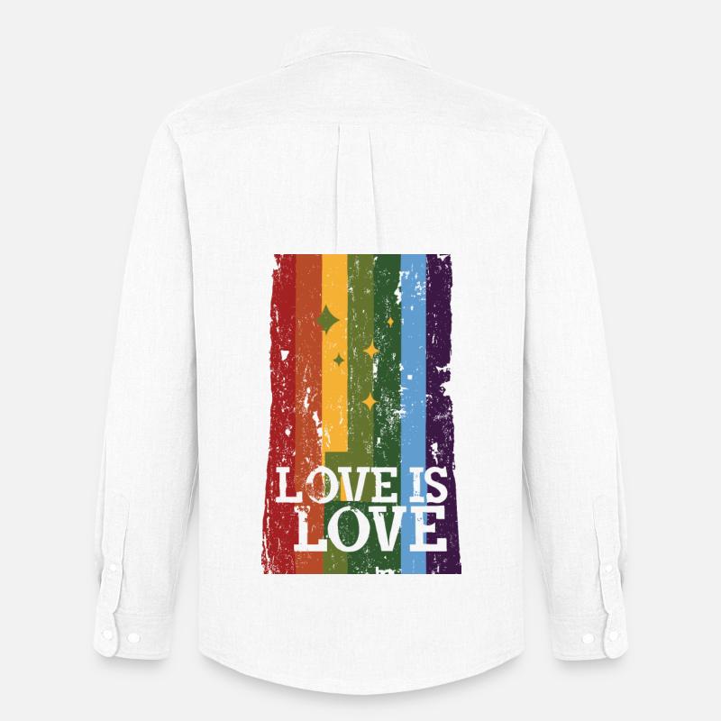 Distressed Pride Flag, Love is Love - Männer Oxford Hemd von Stanley/Stella - Weiß