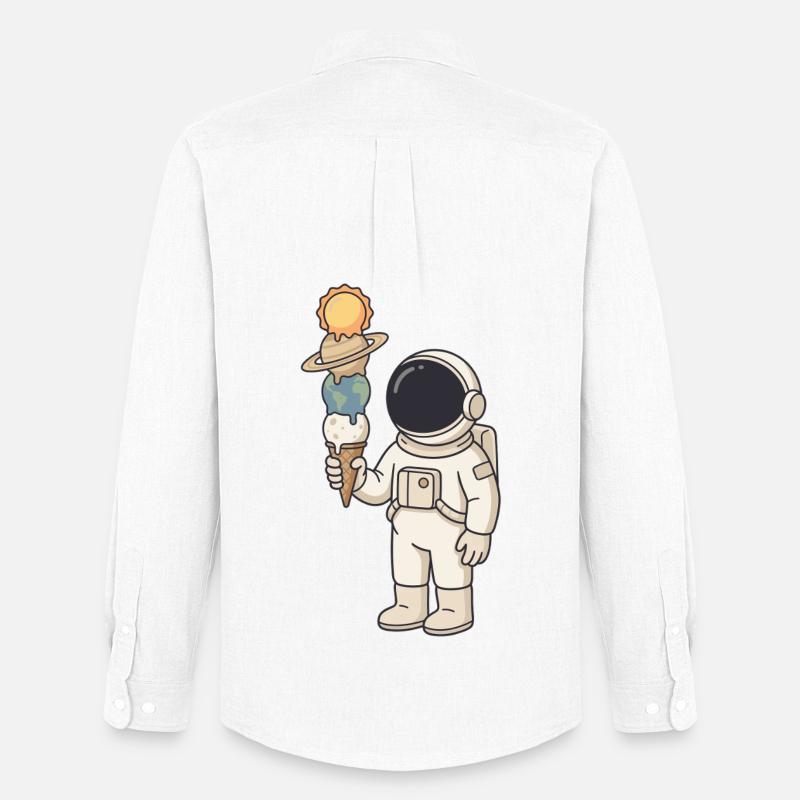 Astronaut mit Planeten-Eis - Cooles Weltraum - Männer Oxford Hemd von Stanley/Stella - Weiß