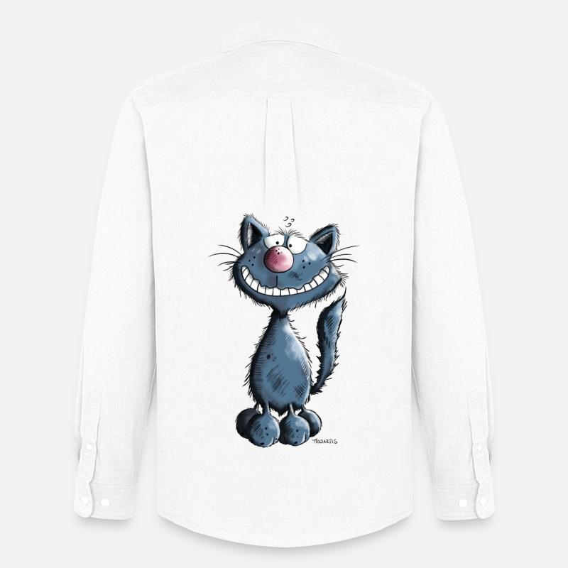 Grinse Katze - Männer Oxford Hemd von Stanley/Stella - Weiß