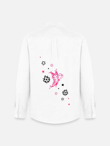 Butterfly Floral Star Ornament - Men's Oxford Shirt by Stanley/Stella - white