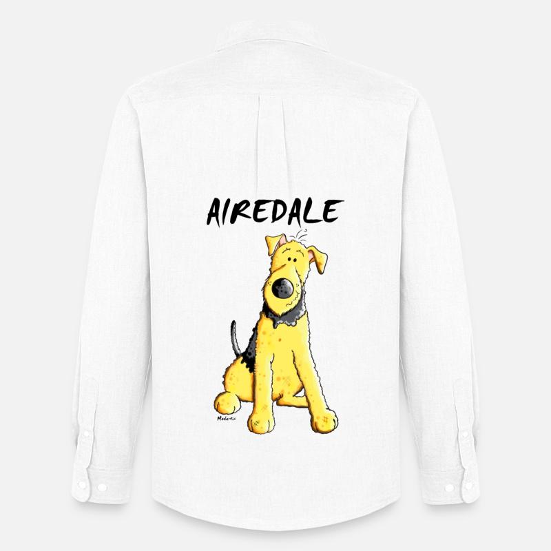 Witziger Airedale Terrier - Männer Oxford Hemd von Stanley/Stella - Weiß