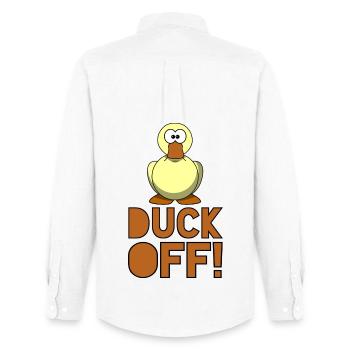Esquivez-vous! Pourrissez avec du canard! # - Chemise Oxford homme Stanley/Stella - blanc - Dos - AI Model Male 185 dark (185cm)