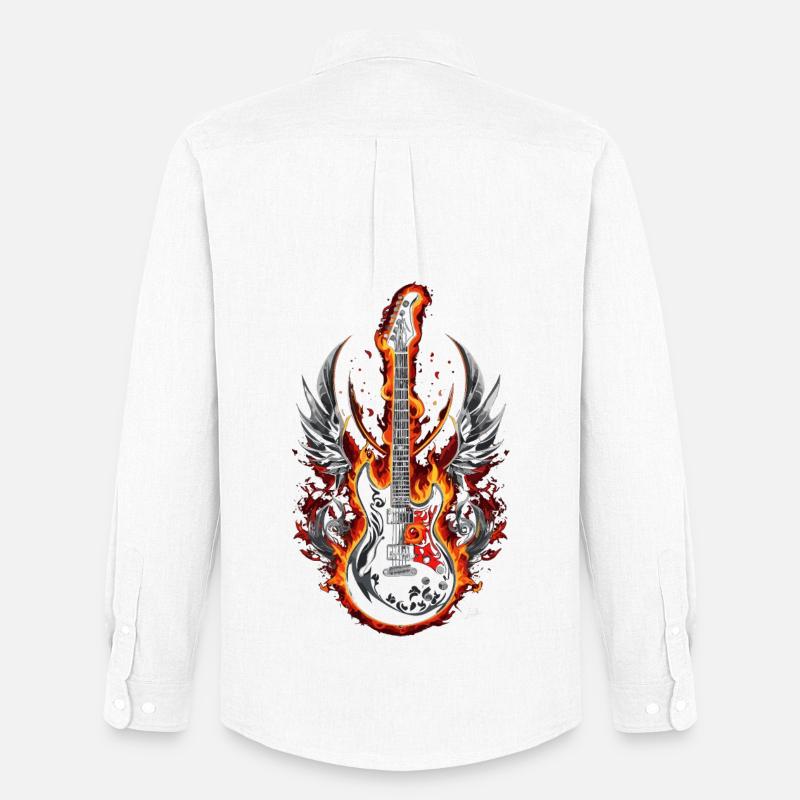 Fire Winged Gitarre - Männer Oxford Hemd von Stanley/Stella - Weiß