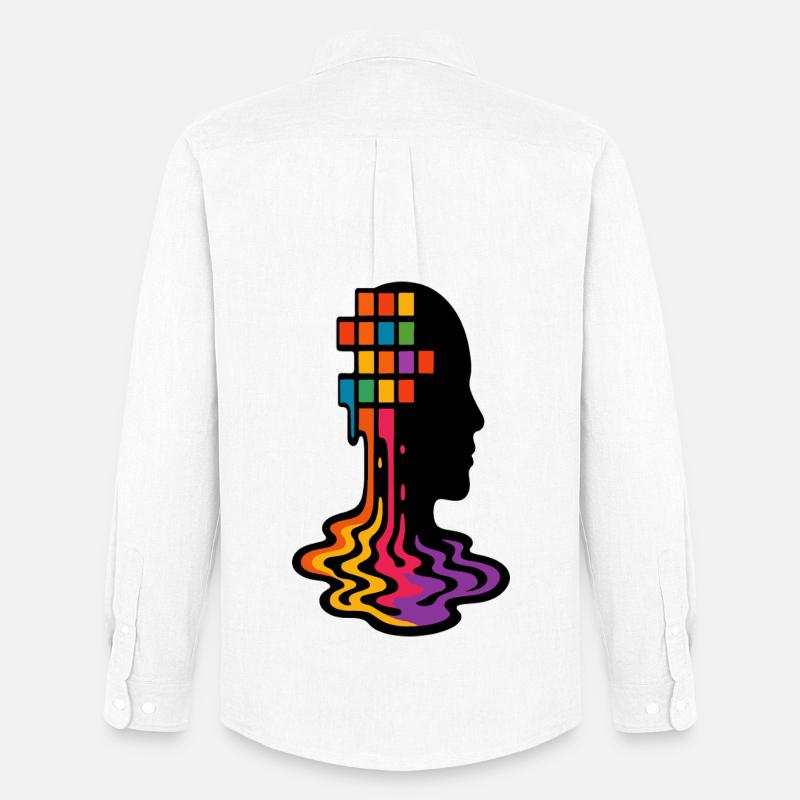 Regenbogen Pixel Schmelz Porträt - Männer Oxford Hemd von Stanley/Stella - Weiß