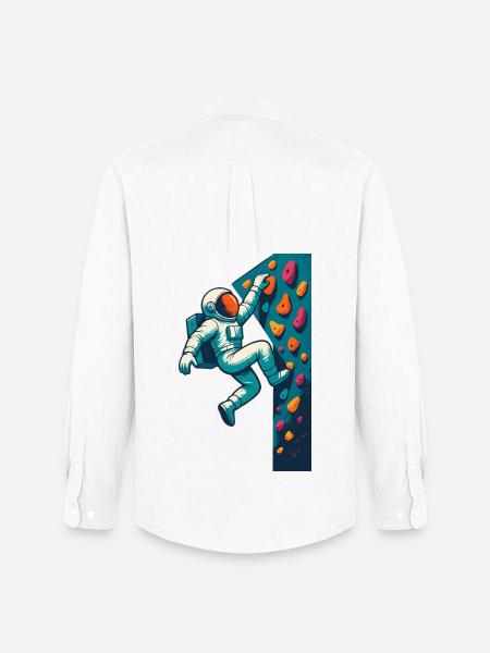 Bouldering Astronaut Hovering Easy Climbing Gesche - Men's Oxford Shirt by Stanley/Stella - white