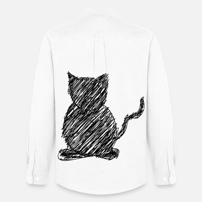 Katze Scribble Zeichnung Tier Geschenk - Männer Oxford Hemd von Stanley/Stella - Weiß