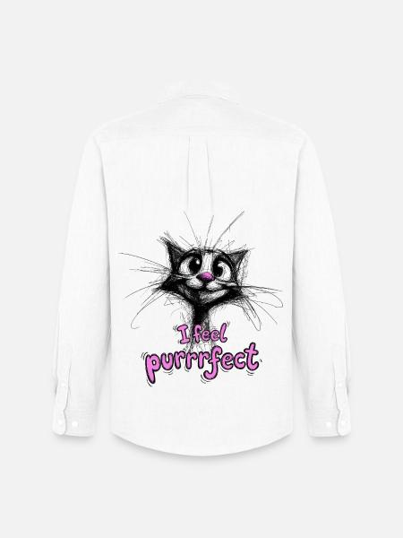 Super cute cat - I feel purrrfect - Men's Oxford Shirt by Stanley/Stella - white