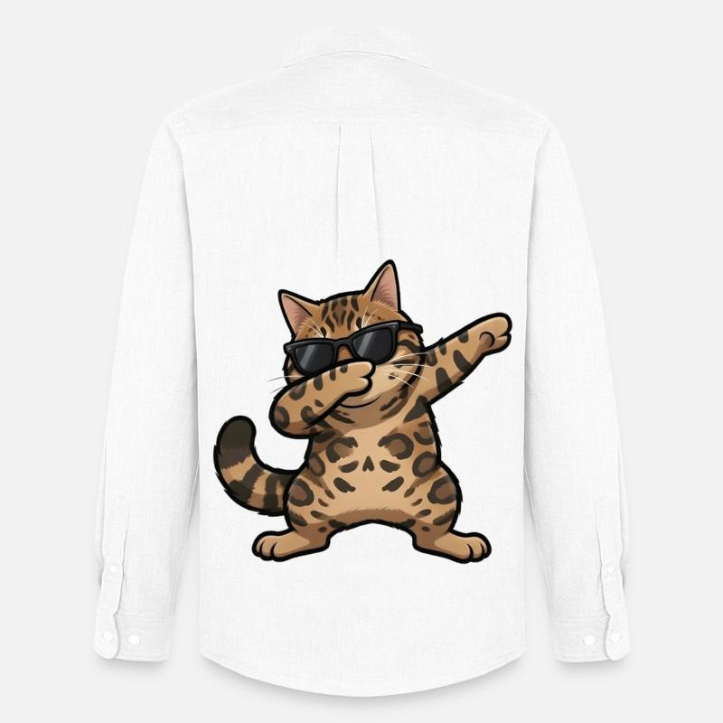 Dabbing Bengal Katze - Männer Oxford Hemd von Stanley/Stella - Weiß
