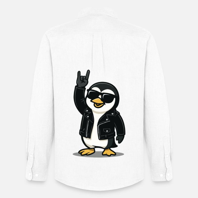 Rock'n'Roll Pinguin - Männer Oxford Hemd von Stanley/Stella - Weiß