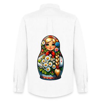  Matroschka auf russisch Matryoshka Doll Russian - Männer Oxford Hemd von Stanley/Stella - Weiß - Hinten - AI Model Male 185 dark (185cm)