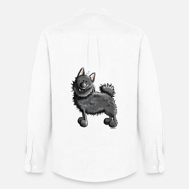 Lustiger Schipperke - Hund - Männer Oxford Hemd von Stanley/Stella - Weiß