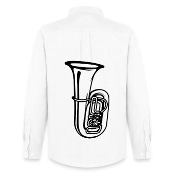 Tuba Drawing - Men's Oxford Shirt by Stanley/Stella - white - Back - AI Model Male 185 dark (185cm)