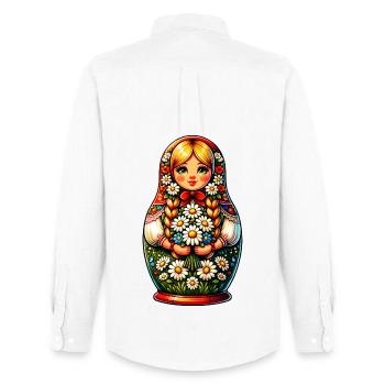  Matroschka auf russisch Matryoshka Doll Russian - Männer Oxford Hemd von Stanley/Stella - Weiß - Hinten - AI Model Male 185 dark (185cm)