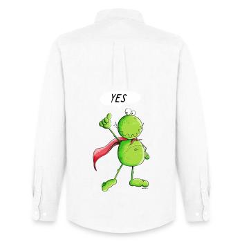 Super Frosch - Männer Oxford Hemd von Stanley/Stella - Weiß - Hinten - AI Model Male 185 dark (185cm)
