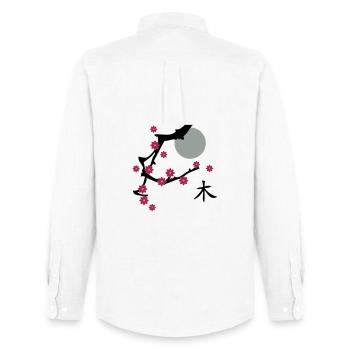 Kirsch Blüte-Cherry blossoms - Männer Oxford Hemd von Stanley/Stella - Weiß - Hinten - AI Model Male 185 dark (185cm)