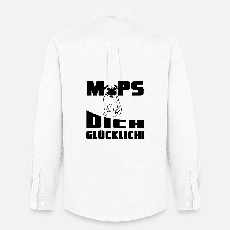 Mops dich glücklich! Geschenk - Männer Oxford Hemd von Stanley/Stella - Weiß
