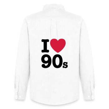 I love 90's - Men's Oxford Shirt by Stanley/Stella - white - Back - AI Model Male 185 dark (185cm)