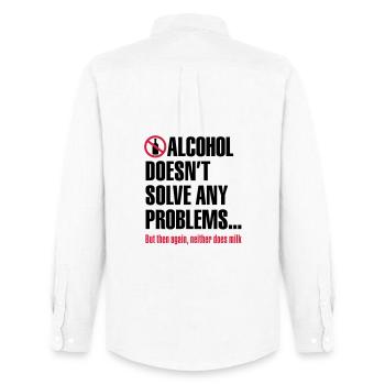 Alcohol doesn't solve any problems... But then - Männer Oxford Hemd von Stanley/Stella - Weiß - Hinten - AI Model Male 185 dark (185cm)