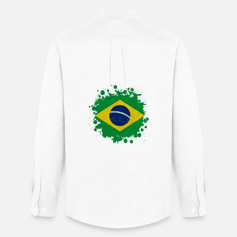 Brasilien Klecks Fleck Geschenk Flagge Südamerika - Männer Oxford Hemd von Stanley/Stella - Weiß