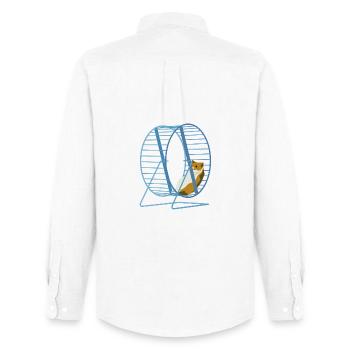Hamster dans le vélo de fitness - Happy round - Chemise Oxford homme Stanley/Stella - blanc - Dos - AI Model Male 185 dark (185cm)