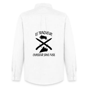 le traqueur chasseur sans fusil ! - Chemise Oxford homme Stanley/Stella - blanc - Dos - AI Model Male 185 dark (185cm)