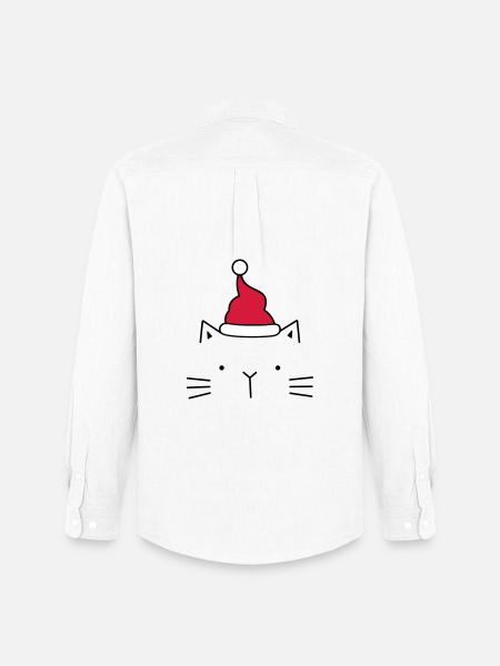 Cat Santa Claus Christmas hat Christmas - Men's Oxford Shirt by Stanley/Stella - white