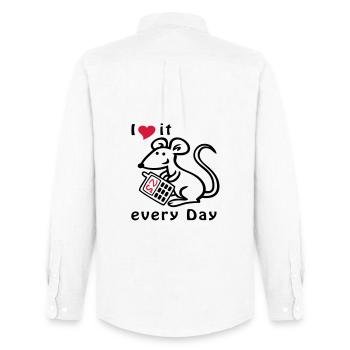 Téléphone portable, Souris, Chat - Chemise Oxford homme Stanley/Stella - blanc - Dos - AI Model Male 185 dark (185cm)