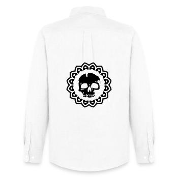 skull tête de mort crâne tatouage biker sticker - Chemise Oxford homme Stanley/Stella - blanc - Dos - AI Model Male 185 dark (185cm)