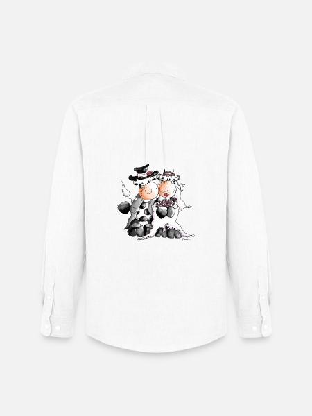 Cow Wedding - Bride - bridegroom - cows - Men's Oxford Shirt by Stanley/Stella - white