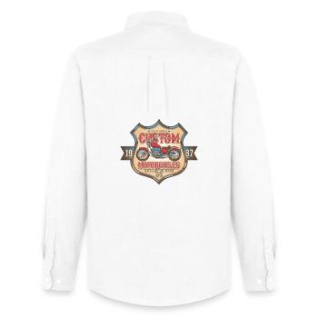 Cadeau rétro moto moto Amérique - Chemise Oxford homme Stanley/Stella - blanc - Dos - AI Model Male 185 dark (185cm)