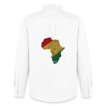 Palette de motifs d’empreintes digitales africaines - Chemise Oxford homme Stanley/Stella - blanc - Dos - AI Model Male 185 dark (185cm)