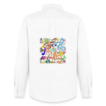 Musical Notes - Men's Oxford Shirt by Stanley/Stella - white - Back - AI Model Male 185 dark (185cm)