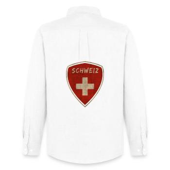 Suisse Armoiries Vintage / Cadeau Zurich - Chemise Oxford homme Stanley/Stella - blanc - Dos - AI Model Male 185 dark (185cm)