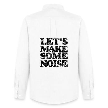 LET'S MAKE SOME NOISE Vintage Black - Chemise Oxford homme Stanley/Stella - blanc - Dos - AI Model Male 185 dark (185cm)