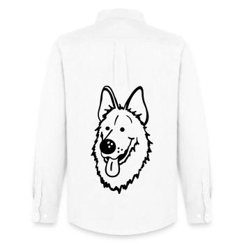 German Shepherd - Men's Oxford Shirt by Stanley/Stella - white - Back - AI Model Male 185 dark (185cm)