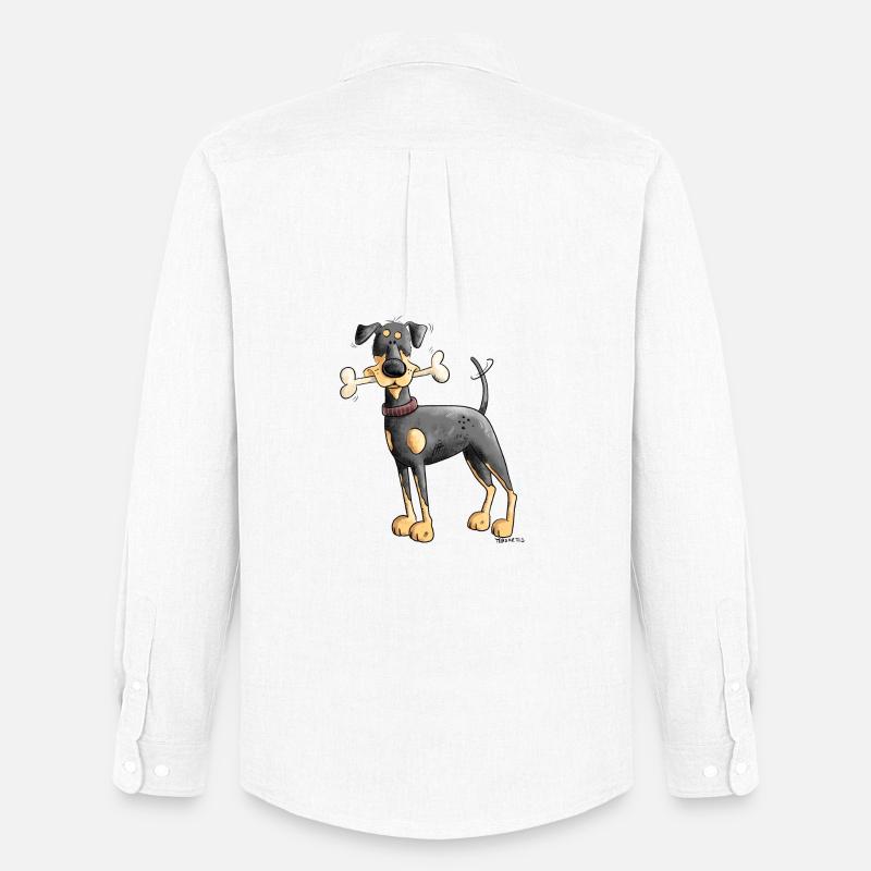 Dobermann Oder Pinscher mit Knochen - Männer Oxford Hemd von Stanley/Stella - Weiß
