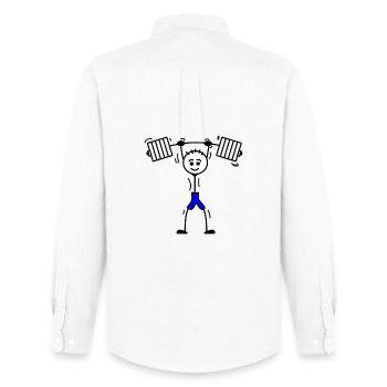 Visage heureux Musculation haltérophile - Chemise Oxford homme Stanley/Stella - blanc - Dos - AI Model Male 185 dark (185cm)