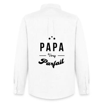 Papa - Fête des Pères - Anniversaire - Bébé - Chemise Oxford homme Stanley/Stella - blanc - Dos - AI Model Male 185 dark (185cm)