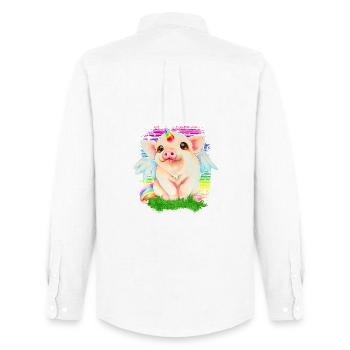 Pig piglet pig sow - Men's Oxford Shirt by Stanley/Stella - white - Back - AI Model Male 185 dark (185cm)