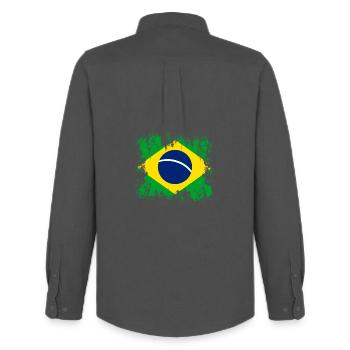 Brazil Brazil - Men's Oxford Shirt by Stanley/Stella - anthracite - Back - AI Model Male 185 dark (185cm)