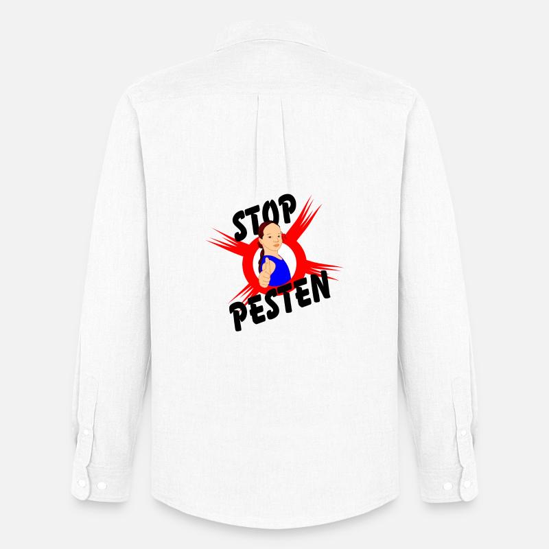 Stoppen Sie Mobbing Logo-Text STOP MOBBING' - Männer Oxford Hemd von Stanley/Stella - Weiß