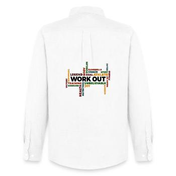 Séance d’entraînement motivation proverbe déclaration de remise en forme gym - Chemise Oxford homme Stanley/Stella - blanc - Dos - AI Model Male 185 dark (185cm)