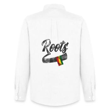 Roots Reggae Design mit farbiger Flagge - Männer Oxford Hemd von Stanley/Stella - Weiß - Hinten - AI Model Male 185 dark (185cm)