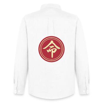 round sticker japanese kanji life inochi gift idea - Men's Oxford Shirt by Stanley/Stella - white - Back - AI Model Male 185 dark (185cm)