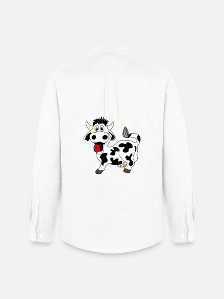 Allegra mucca in bianco e nero con la lingua fuori dalla bocca - Stanley/Stella Camicia Oxford uomo - bianco