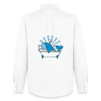Whale in the Bathtub – Funny Ocean Design - Men's Oxford Shirt by Stanley/Stella - white - Back - AI Model Male 185 dark (185cm)